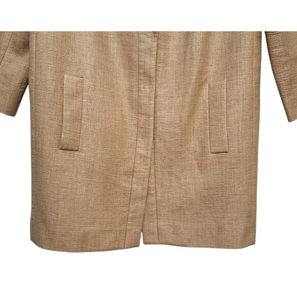 Paule Ka Textured Woven Tweed Long Jacket Tan Khaki - Picture 8 of 17